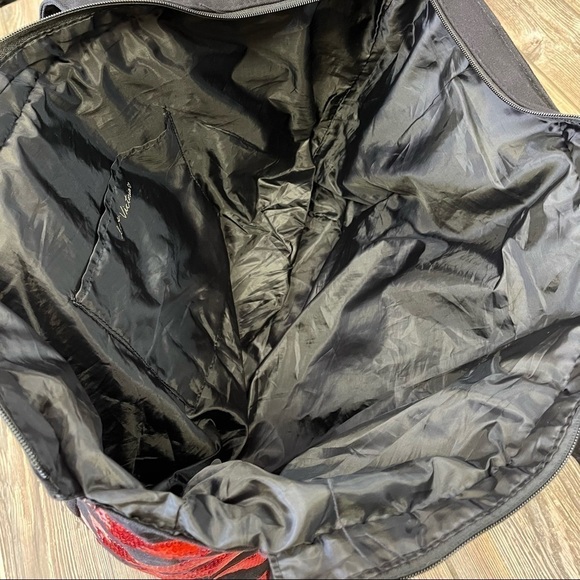 Victorias Secret Red Black Sequin Tote Zipper Bag - Picture 5 of 8